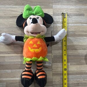 Disney  Minnie Mouse plushie in Orange and Black with Pumpkin Design